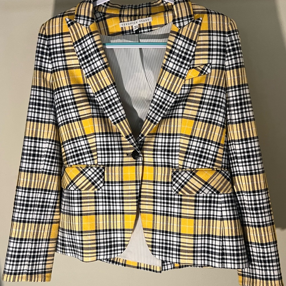 Veronica Beard Yellow Plaid Women's Blazer